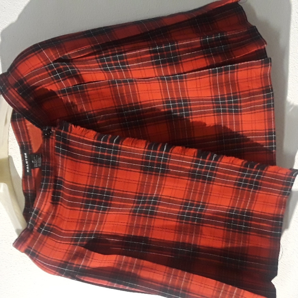 *C1- VTG. HALSTON LINED PLAID SZ. 14 SKIRT